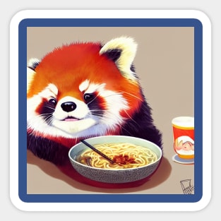 Kawaii Red Panda Eating Ramen Sticker